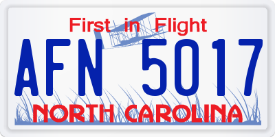 NC license plate AFN5017