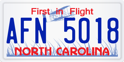 NC license plate AFN5018