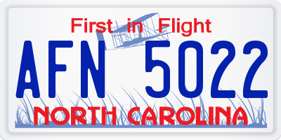NC license plate AFN5022