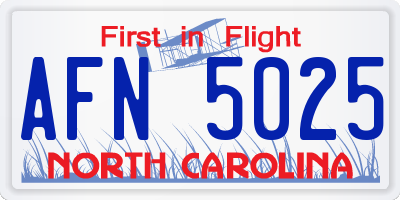 NC license plate AFN5025