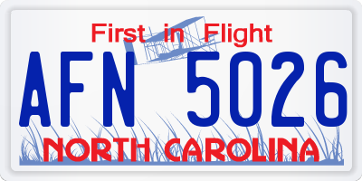 NC license plate AFN5026