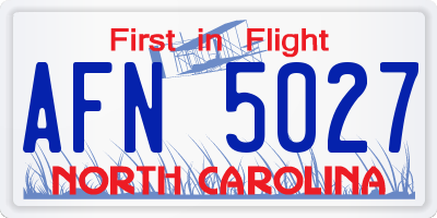 NC license plate AFN5027