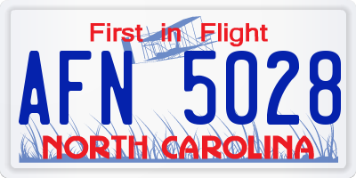 NC license plate AFN5028