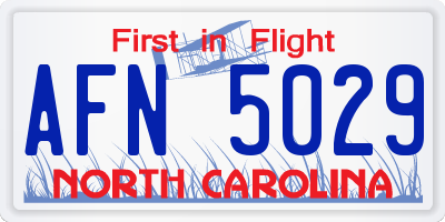 NC license plate AFN5029