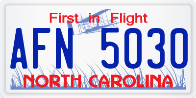 NC license plate AFN5030