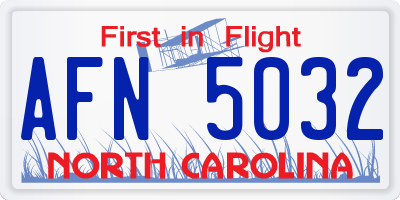 NC license plate AFN5032