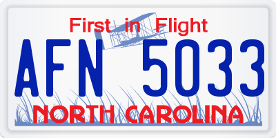 NC license plate AFN5033