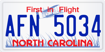 NC license plate AFN5034