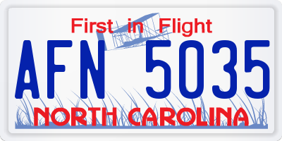 NC license plate AFN5035