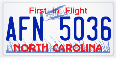 NC license plate AFN5036