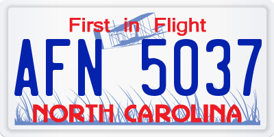 NC license plate AFN5037