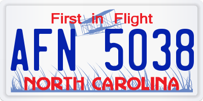 NC license plate AFN5038