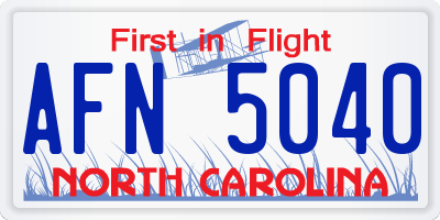 NC license plate AFN5040