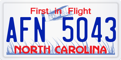NC license plate AFN5043