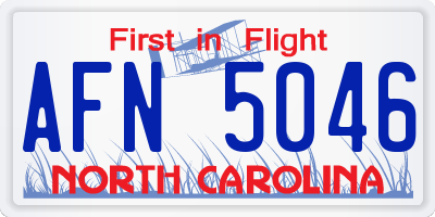 NC license plate AFN5046