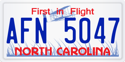 NC license plate AFN5047