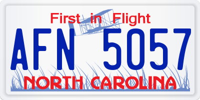 NC license plate AFN5057