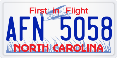NC license plate AFN5058