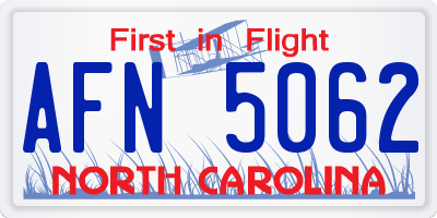 NC license plate AFN5062