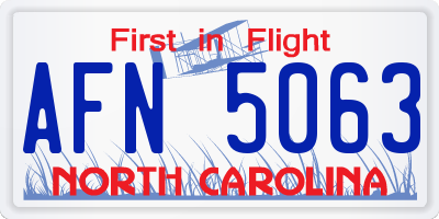 NC license plate AFN5063