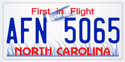 NC license plate AFN5065