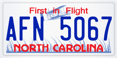 NC license plate AFN5067