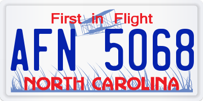 NC license plate AFN5068