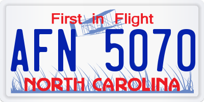 NC license plate AFN5070