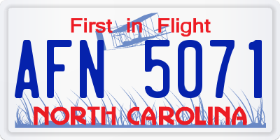 NC license plate AFN5071