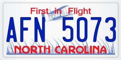 NC license plate AFN5073