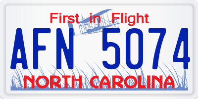 NC license plate AFN5074