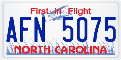 NC license plate AFN5075