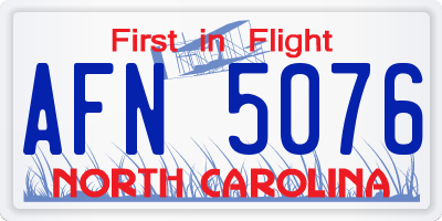 NC license plate AFN5076