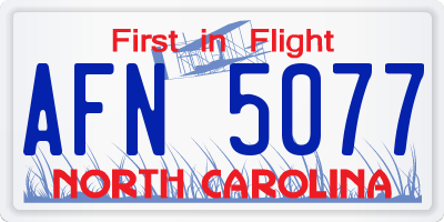 NC license plate AFN5077