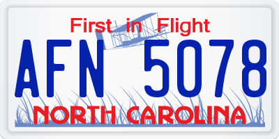 NC license plate AFN5078