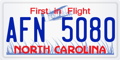 NC license plate AFN5080