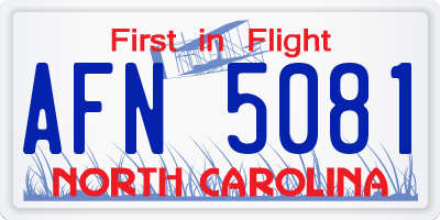 NC license plate AFN5081