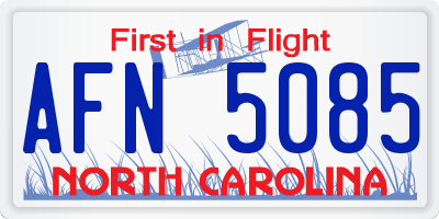 NC license plate AFN5085