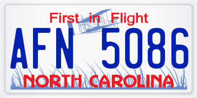 NC license plate AFN5086