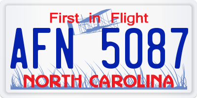 NC license plate AFN5087