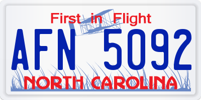 NC license plate AFN5092