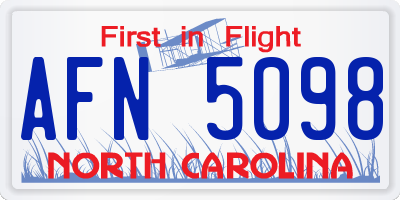 NC license plate AFN5098