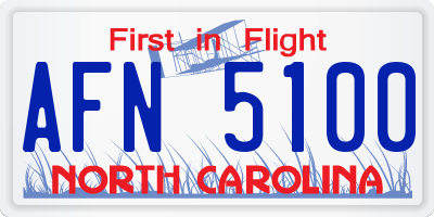 NC license plate AFN5100