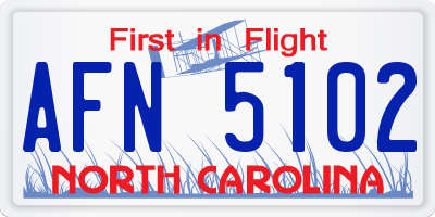 NC license plate AFN5102