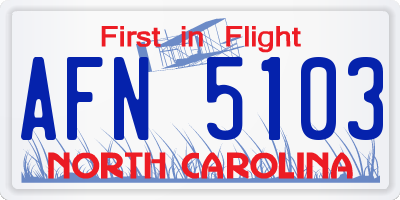NC license plate AFN5103