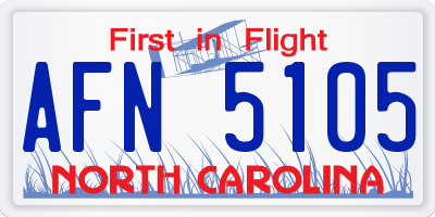 NC license plate AFN5105