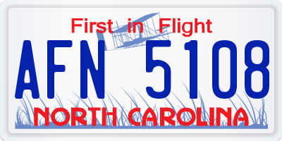NC license plate AFN5108