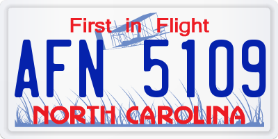 NC license plate AFN5109