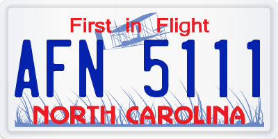 NC license plate AFN5111