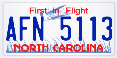 NC license plate AFN5113